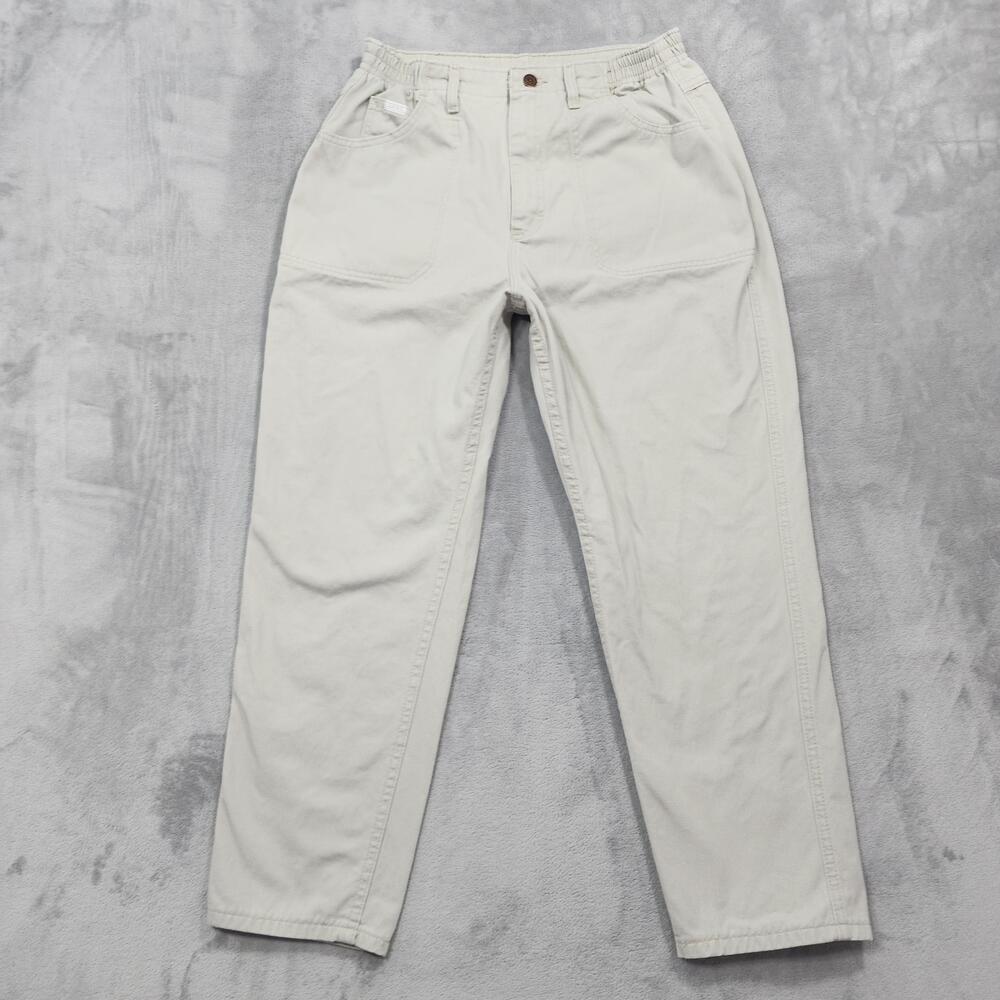 Vintage Lee Jeans Womens 14P PETITE Beige High Rise Relaxed Tapered Mom Denim